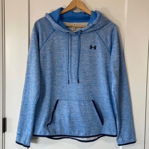 Under Armour Hoodie Swearshirt Size Medium Cold Gear Blue Pocket Thumb Holes